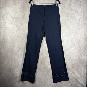 Cache Dress Pants Womens‎ Size 4 Navy Blue Lace Hem Straight Trousers Career